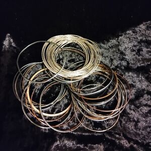 Elegant Silver and Black Bangle Set